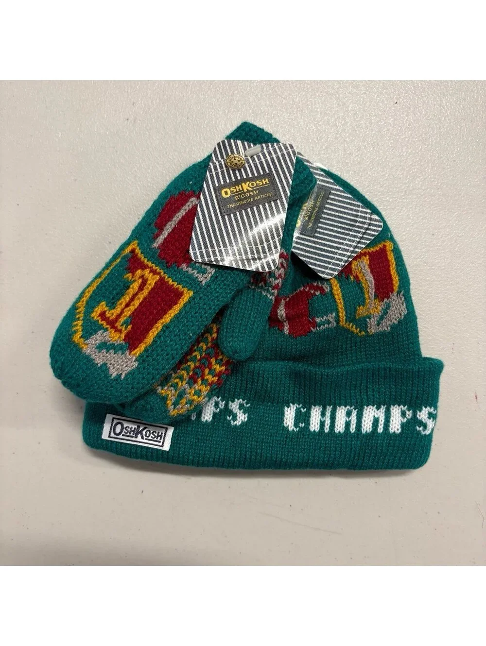 Vintage OshKosh B’Gosh Boys CHAMPS Trophy Knit Beanie Hat Size 4-7 NWT